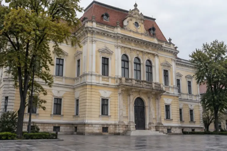 Clădirea Palatului Justiției din Brașov situată în centrul orașului